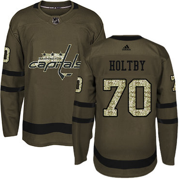 Adidas Capitals #70 Braden Holtby Green Salute to Service Stitched Youth NHL Jersey
