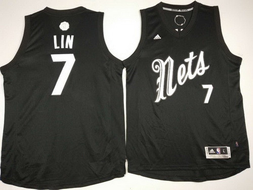 Men's Brooklyn Nets #7 Jeremy Lin adidas Black 2016 Christmas Day Stitched NBA Swingman Jersey