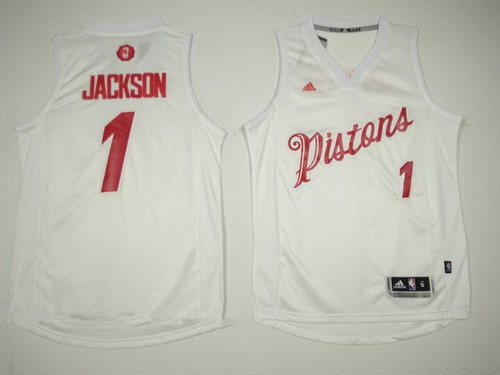 Men's Detroit Pistons #1 Reggie Jackson adidas White 2016 Christmas Day Stitched NBA Swingman Jersey