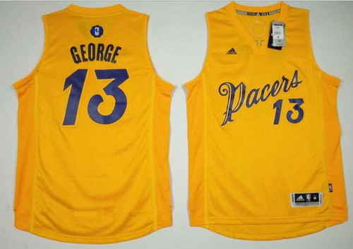 Men's Indiana Pacers #13 Paul George adidas Yellow 2016 Christmas Day Stitched NBA Swingman Jersey