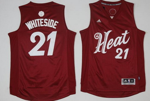 Men's Miami Heat #21 Hassan Whiteside adidas Red 2016 Christmas Day Stitched NBA Swingman Jersey
