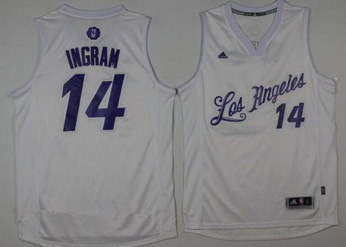 Men's Los Angeles Lakers #14 Brandon Ingram adidas White 2016 Christmas Day Stitched NBA Swingman Jersey