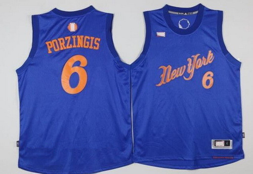 Men's New York Knicks #6 Kristaps Porzingis Adidas Royal Blue 2016 Christmas Day Stitched NBA Swingman Jersey