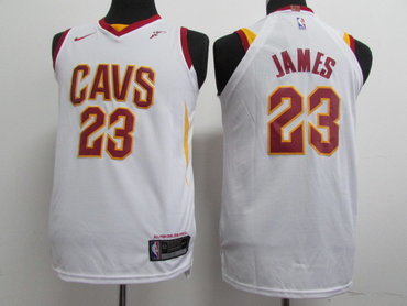 Nike Cavaliers #23 LeBron James White Stitched Youth NBA Swingman Jersey
