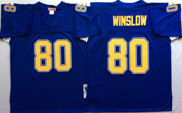 Chargers 80 Kellen Winslow Blue Throwback Jersey