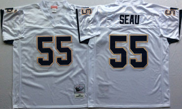 Chargers 55 Junior Seau White Throwback Jersey