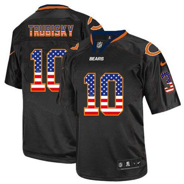 Men's Chicago Bears #10 Mitchell Trubisky Black USA Flag Fashion Stitched NFL Nike Elite Jersey