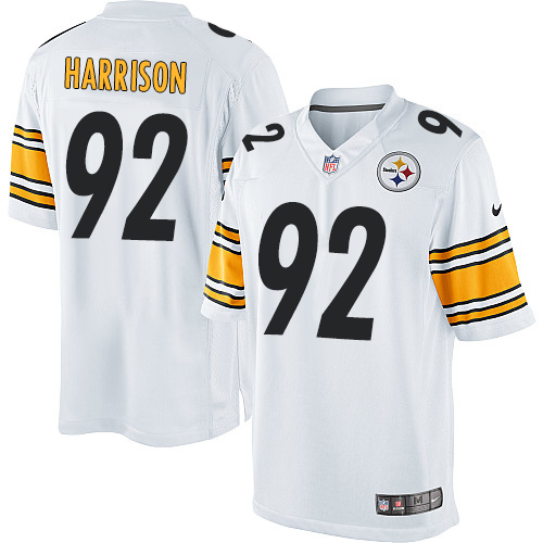 Men's Pittsburgh Steelers #92 James Harrison White Road Stitched NFL Nike Game Jersey