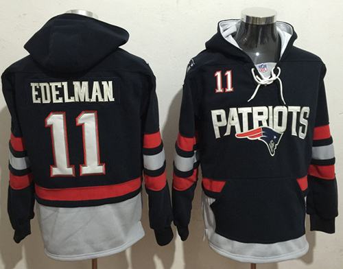 Nike Patriots #11 Julian Edelman Navy Blue Sawyer Hooded Sweatshirt NFL Hoodie