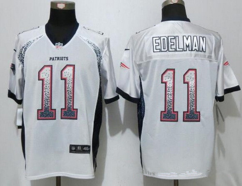 Men's New England Patriots #11 Julian Edelman White Drift Stitched NFL Nike Fashion Jersey
