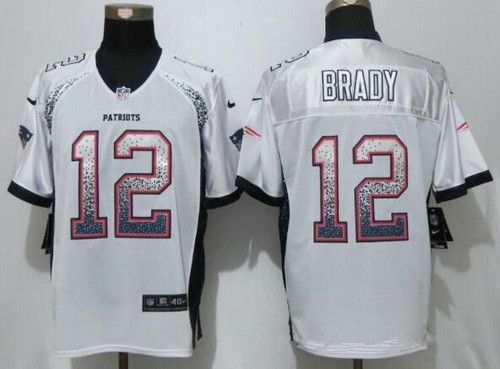 Men's New England Patriots #12 Tom Brady White Drift Stitched NFL Nike Fashion Jersey