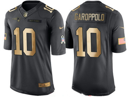 Men's New England Patriots #10 Jimmy Garoppolo Anthracite Gold 2016 Salute To Service Stitched NFL Nike Limited Jersey