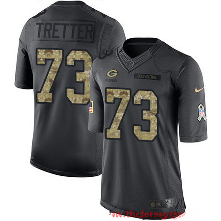 Men's Green Bay Packers #73 JC Tretter Black Anthracite 2016 Salute To Service Stitched NFL Nike Limited Jersey