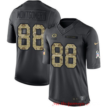 Men's Green Bay Packers #88 Ty Montgomery Black Anthracite 2016 Salute To Service Stitched NFL Nike Limited Jersey