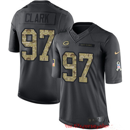 Men's Green Bay Packers #97 Kenny Clark Black Anthracite 2016 Salute To Service Stitched NFL Nike Limited Jersey