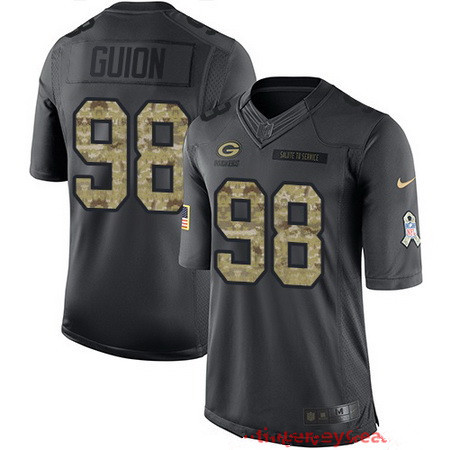Men's Green Bay Packers #98 Letroy Guion Black Anthracite 2016 Salute To Service Stitched NFL Nike Limited Jersey