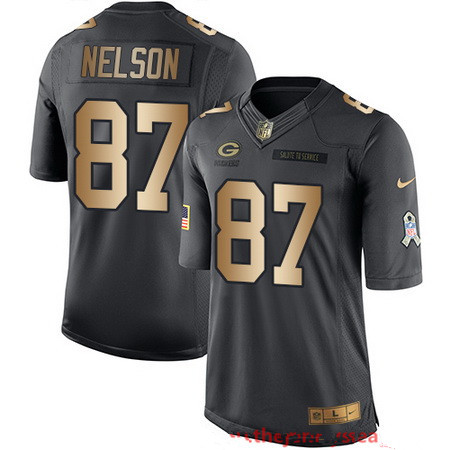 Men's Green Bay Packers #87 Jordy Nelson Anthracite Gold 2016 Salute To Service Stitched NFL Nike Limited Jersey