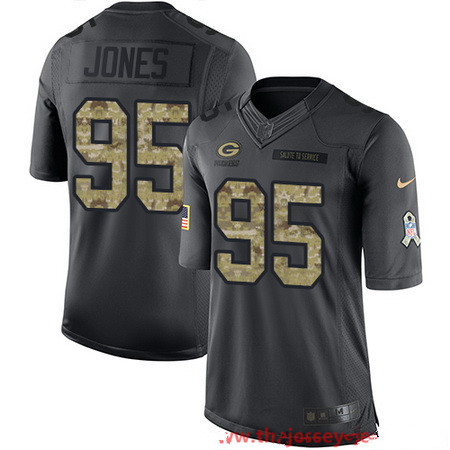 Men's Green Bay Packers #95 Datone Jones Black Anthracite 2016 Salute To Service Stitched NFL Nike Limited Jersey