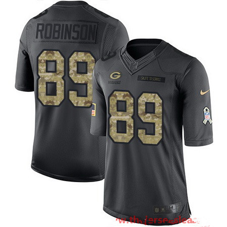 Men's Green Bay Packers #89 Dave Robinson Black Anthracite 2016 Salute To Service Stitched NFL Nike Limited Jersey