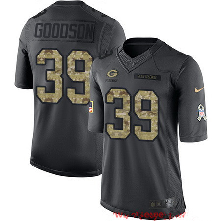 Men's Green Bay Packers #39 Demetri Goodson Black Anthracite 2016 Salute To Service Stitched NFL Nike Limited Jersey