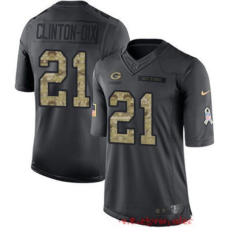 Men's Green Bay Packers #21 Ha Ha Clinton-Dix Black Anthracite 2016 Salute To Service Stitched NFL Nike Limited Jersey