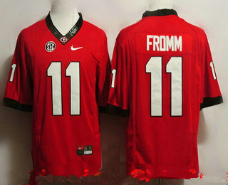 Men's Georgia Bulldogs #11 Jake Fromm Red Limited College Football Stitched Nike NCAA Jersey