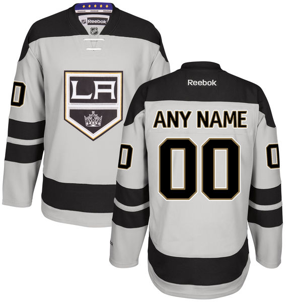 Men's Los Angeles Kings Gray Alternate Custom Stitched NHL Reebok Hockey Jersey