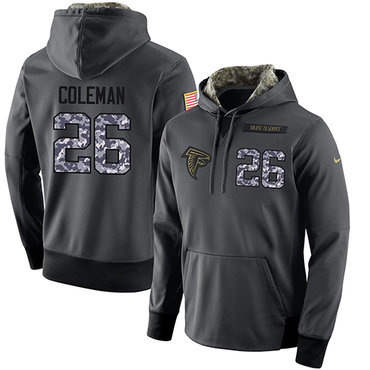 NFL Men's Nike Atlanta Falcons #26 Tevin Coleman Stitched Black Anthracite Salute to Service Player Performance Hoodie