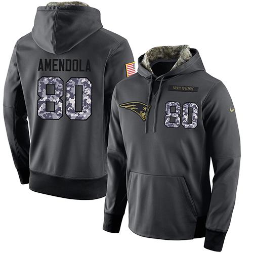 NFL Men's Nike New England Patriots #80 Danny Amendola Stitched Black Anthracite Salute to Service Player Performance Hoodie