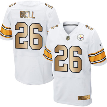 Nike Steelers #26 Le'Veon Bell White Men's Stitched NFL Elite Gold Jersey