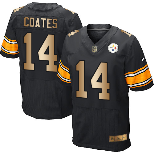Nike Steelers #14 Sammie Coates Black Team Color Men's Stitched NFL Elite Gold Jersey