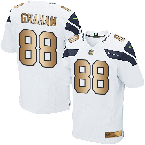 Nike Seahawks #88 Jimmy Graham White Men's Stitched NFL Elite Gold Jersey