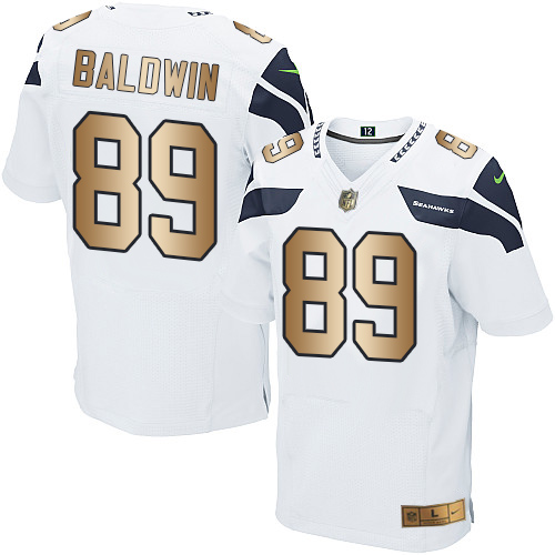 Nike Seahawks #89 Doug Baldwin White Men's Stitched NFL Elite Gold Jersey
