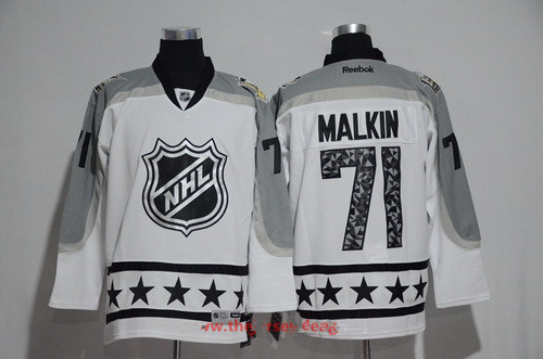 Men's Metropolitan Division Pittsburgh Penguins #71 Evgeni Malkin Reebok White 2017 NHL All-Star Stitched Ice Hockey Jersey