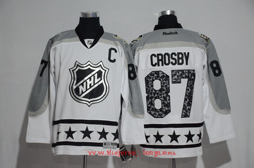 Men's Metropolitan Division Pittsburgh Penguins #87 Sidney Crosby Reebok White 2017 NHL All-Star Stitched Ice Hockey Jersey
