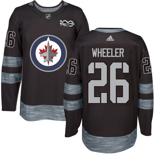 Men's Winnipeg Jets #26 Blake Wheeler Black 100th Anniversary Stitched NHL 2017 adidas Hockey Jersey