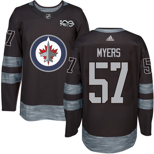 Men's Winnipeg Jets #57 Tyler Myers Black 100th Anniversary Stitched NHL 2017 adidas Hockey Jersey