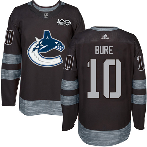 Men's Vancouver Canucks #10 Pavel Bure Black 100th Anniversary Stitched NHL 2017 adidas Hockey Jersey