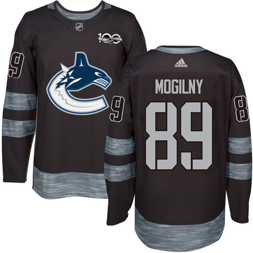 Men's Vancouver Canucks #89 Alexander Mogilny Black 100th Anniversary Stitched NHL 2017 adidas Hockey Jersey
