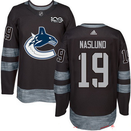 Men's Vancouver Canucks #19 Markus Naslund Black 100th Anniversary Stitched NHL 2017 adidas Hockey Jersey
