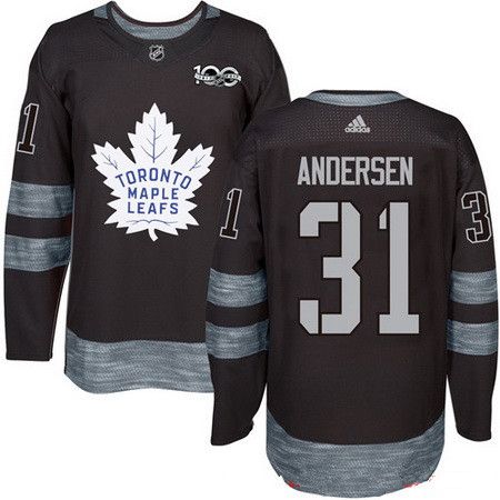 Men's Toronto Maple Leafs #31 Frederik Andersen Black 100th Anniversary Stitched NHL 2017 adidas Hockey Jersey