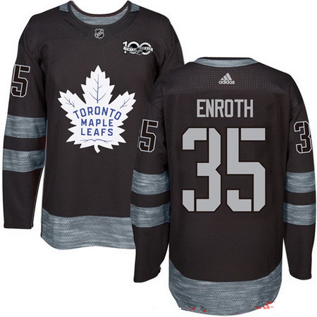 Men's Toronto Maple Leafs #35 Jhonas Enroth Black 100th Anniversary Stitched NHL 2017 adidas Hockey Jersey