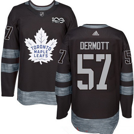 Men's Toronto Maple Leafs #57 Travis Dermott Black 100th Anniversary Stitched NHL 2017 adidas Hockey Jersey