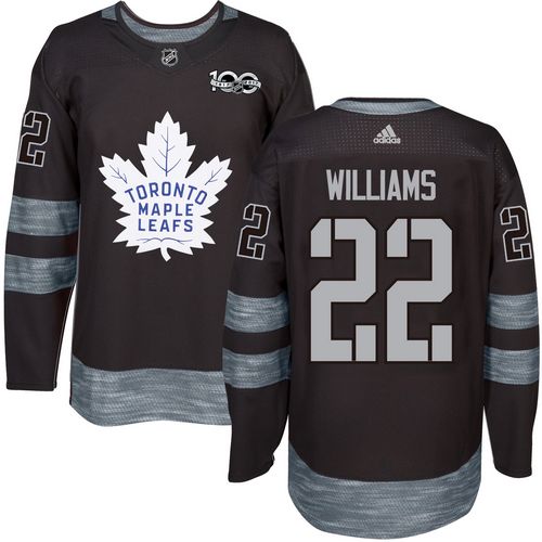 Men's Toronto Maple Leafs #22 Tiger Williams Black 100th Anniversary Stitched NHL 2017 adidas Hockey Jersey