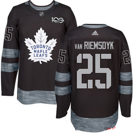 Men's Toronto Maple Leafs #25 James Van Riemsdyk Black 100th Anniversary Stitched NHL 2017 adidas Hockey Jersey