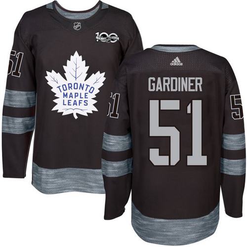 Men's Toronto Maple Leafs #51 Jake Gardiner Black 100th Anniversary Stitched NHL 2017 adidas Hockey Jersey