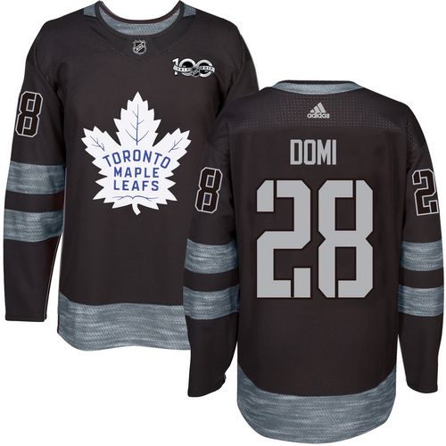 Men's Toronto Maple Leafs #28 Tie Domi Black 100th Anniversary Stitched NHL 2017 adidas Hockey Jersey