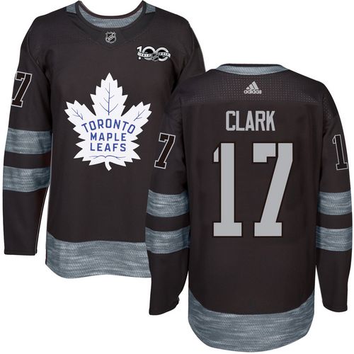 Men's Toronto Maple Leafs #17 Wendel Clark Black 100th Anniversary Stitched NHL 2017 adidas Hockey Jersey