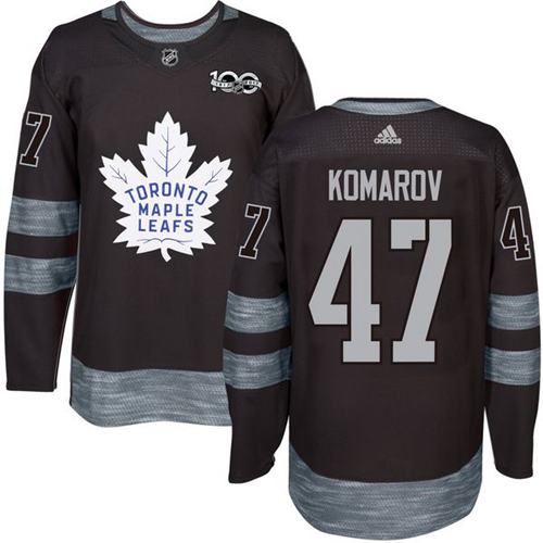 Men's Toronto Maple Leafs #47 Leo Komarov Black 100th Anniversary Stitched NHL 2017 adidas Hockey Jersey