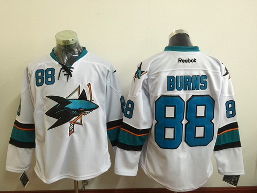 Men's San Jose Sharks #88 Brent Burns White Away Hockey Jersey